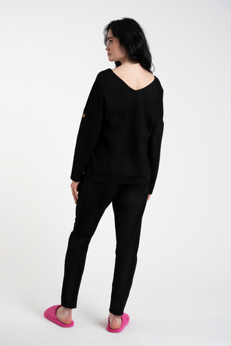 Karina Ladies set cu mânecă lungă, pantaloni Italian Fashion - negru