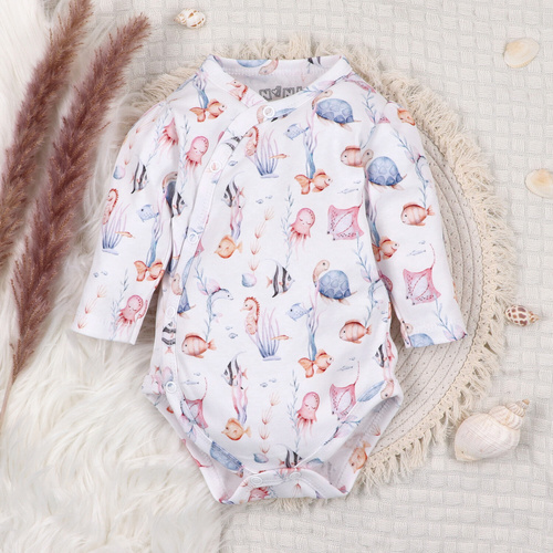 ABN-5471 Body plic Nini Underwater World cu mâneci lungi – bumbac organic, pentru bebeluși