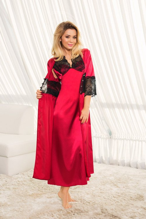 Mactan Halka cămașă din satin pentru femei Kalimo - maro