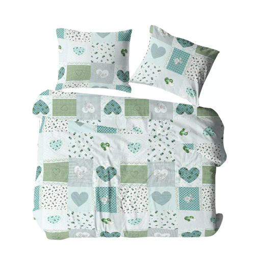 1111N Bielawa KARO lenjerie de pat coaja turcoaz | 100% bumbac, nasturi, greutate 140 g/m²