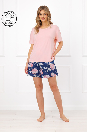 Pijamale damă Italian Fashion Ardizja, vâscoză și bumbac, imprimeu floral, pantaloni scurți