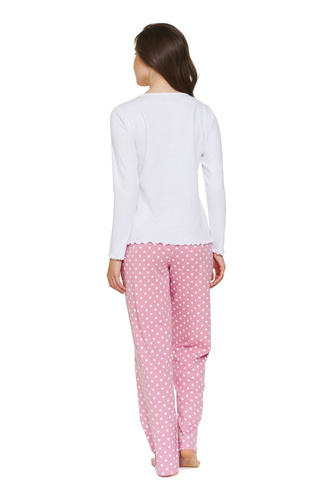 Pijamale damă Doctor Nap 7563 Hearts, 100% bumbac, lungă, cu buzunare