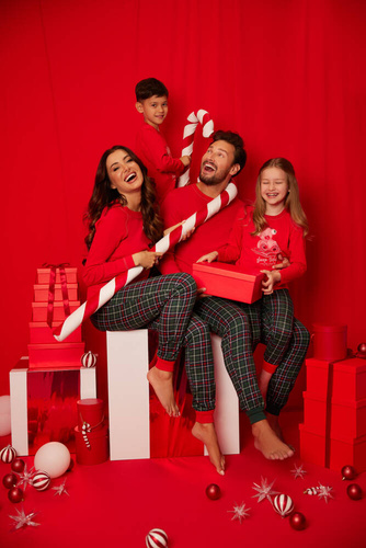 Foggia Pijama de damă cu mânecă lungă, pantaloni lungi Italian Fashion - roșu/print