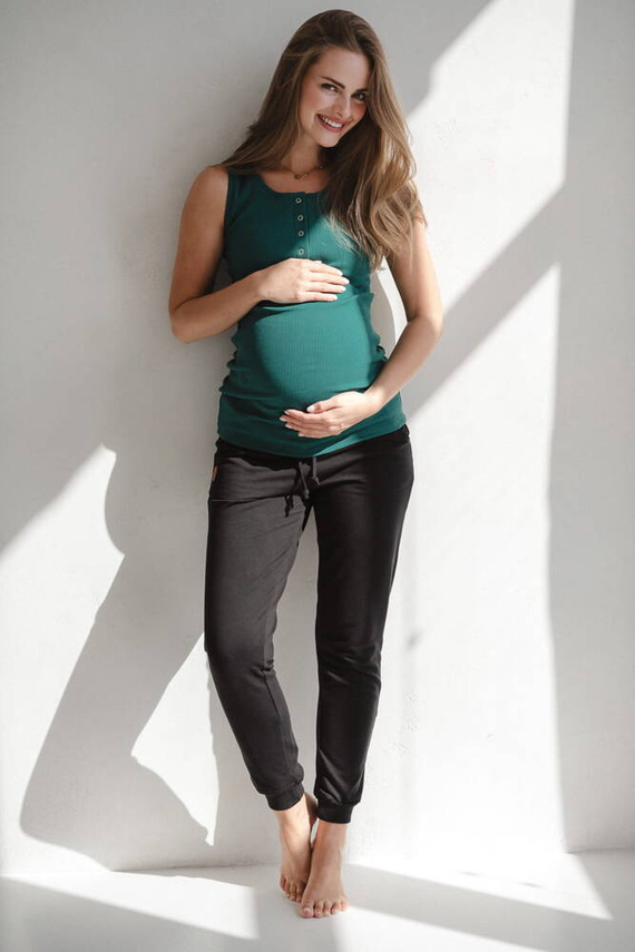 Tricou pentru alăptare maternitate cu nervuri Milk&Love, verde biberon