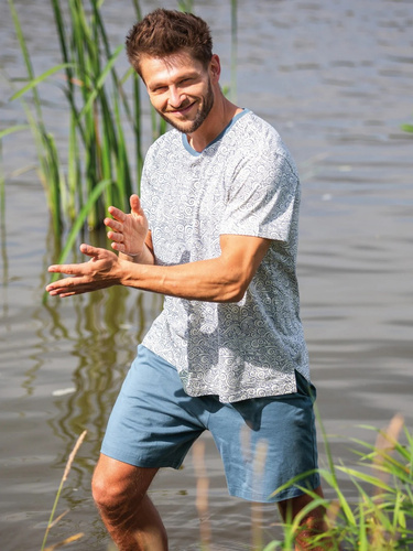 MNS 748 Key Pijamale pentru bărbați - ecru - blugi