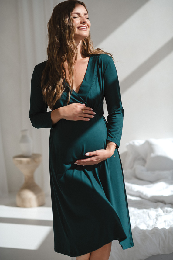 Cămașă de noapte pentru gravide și alăptare Star Light din bambus – elegantă, respirabilă, ideală pentru maternitate