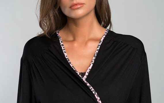 Eila Bis Halat de baie cu mânecă 3/4 Modă italiană - imprimeu leopard