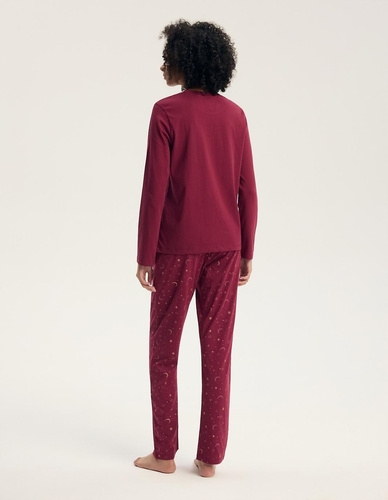 Pijamale damă Henderson 45439 Gilly Carmine 100% bumbac mânecă lungă