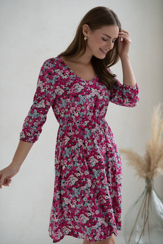 Lovely Dress Rochie midi de maternitate si alaptare cu maneci 3/4 de la Milk&Love cu flori