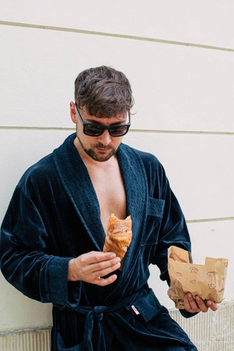 712 Halat bărbătesc Velour De lafense - albastru marin