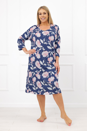 Cămașă de noapte Italian Fashion Ardizja 100% bumbac, flori, mânecă 3/4