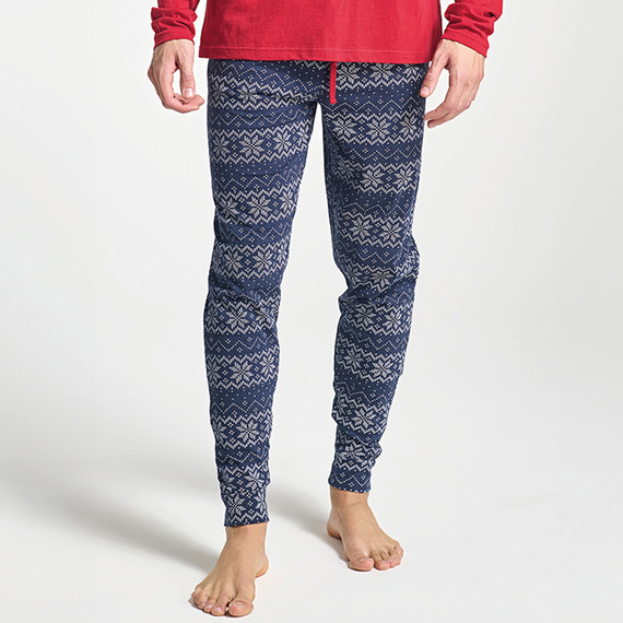 Pijamale Albano pentru bărbați Sorbetto, roșii - Crăciun, cu un pinguin