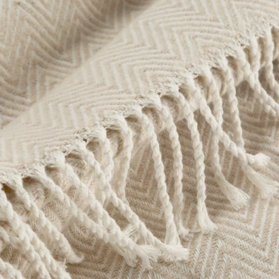 Plaid 7 Pătură cuvertură de pat cu franjuri Eurodraperii bej