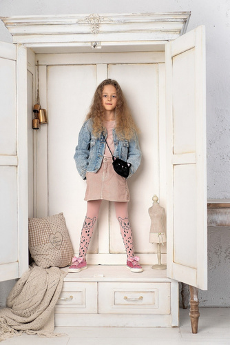 DR 2501 Colanți pentru fete din vată de zahăr Leo Dots Knittex