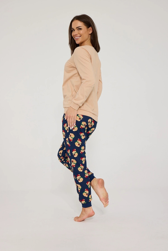 Cornette Gift Time 671/479 Pijamale damă de Crăciun bej 100% bumbac