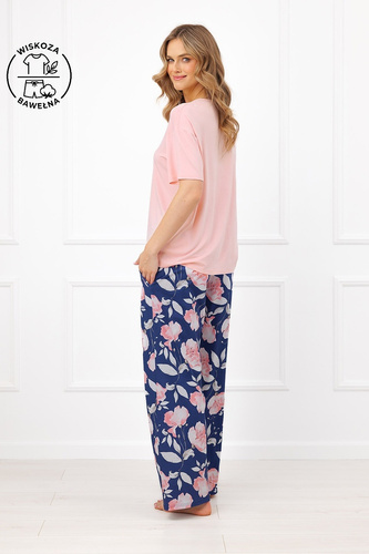 Pijamale damă Italian Fashion Ardizja, vâscoză, bumbac, imprimeu floral, lungă