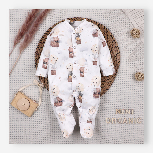 Salopetă Nini 100% Balloon Friends bumbac organic pentru nou-născut