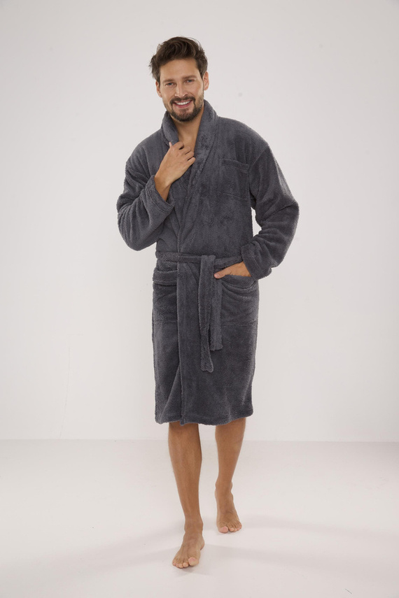 811 De Lafense halat de baie de pluș pentru bărbați - gri