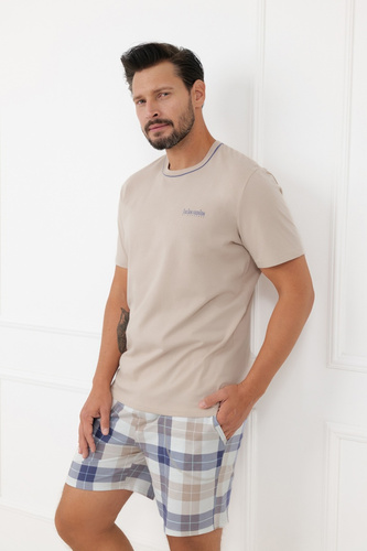 Pijama bărbat Juno Italian Fashion 100% bumbac mânecă scurtă șort