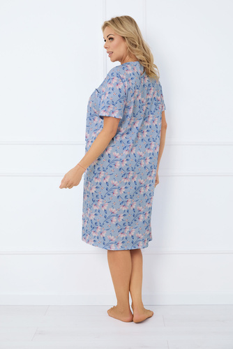 Cămașă de noapte Facelia descheiată, cu mânecă scurtă Modă italiană - print