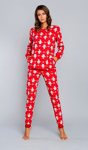 Nana Ladies pijama cu mânecă lungă, pantaloni lungi Italian Fashion- roșu