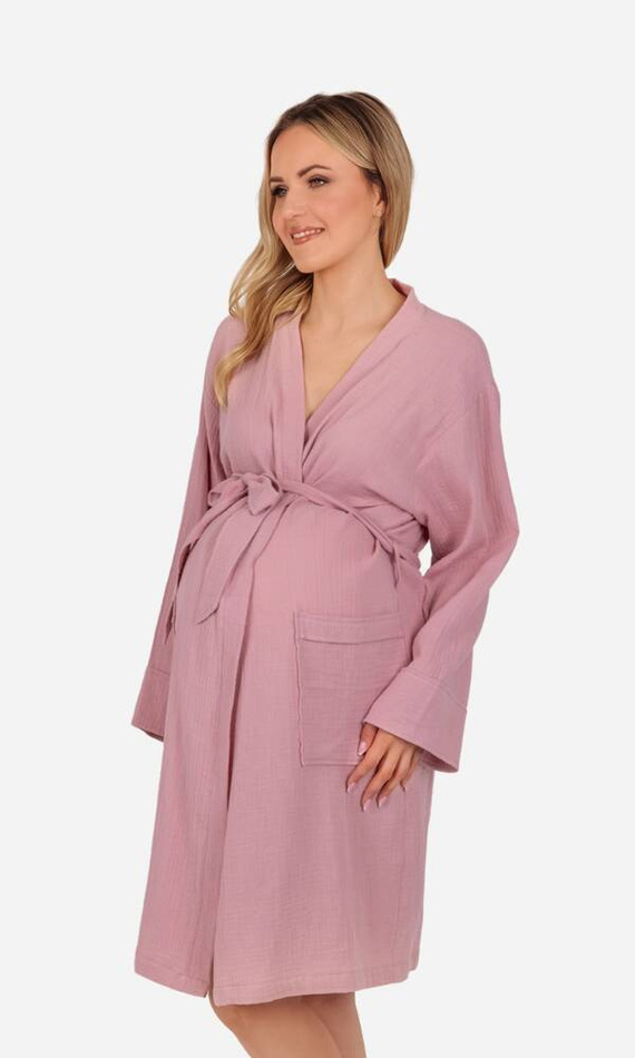 Mommy Szlafrok ciążowy muślinowy ByShelly - brudny róż