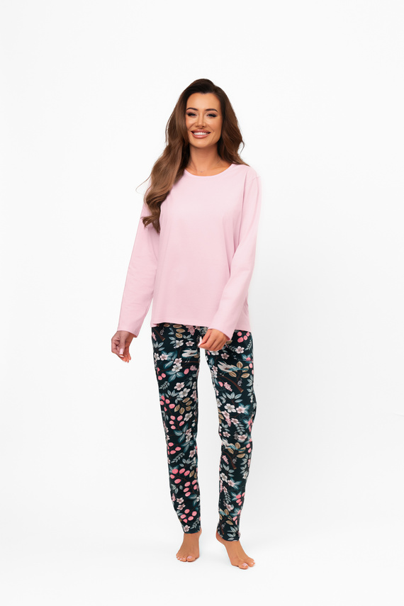 Pijama din bumbac pentru femei Marisal - mânecă lungă, pantaloni lungi Modă italiană  