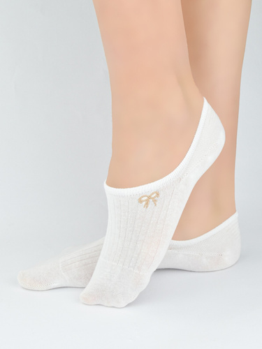 Balerini damă Noviti ST097 din bumbac cu model în dungi și broderie decorativă