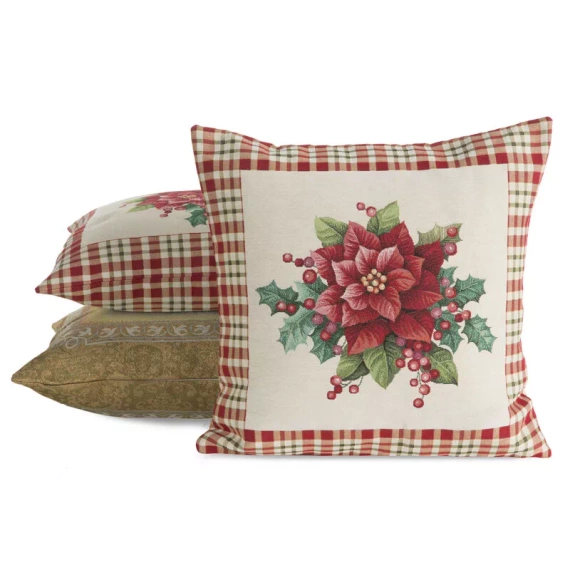 Chp 1273 tapiserie de Craciun fata de perna flori Europerdele bej