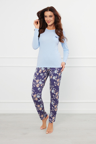 Pulia Ladies' pijama cu mânecă lungă, pantaloni lungi Italian Fashion - albastru/print