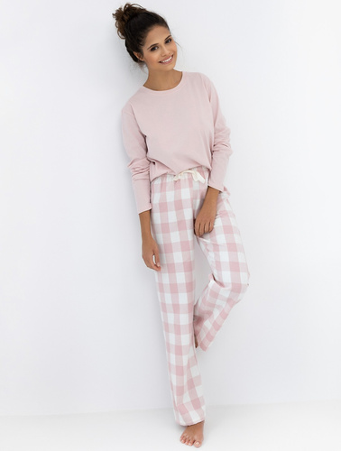 Set de pijamale Saylor pentru femei Sensis din bumbac cu mânecă lungă și pantaloni de flanel în carouri