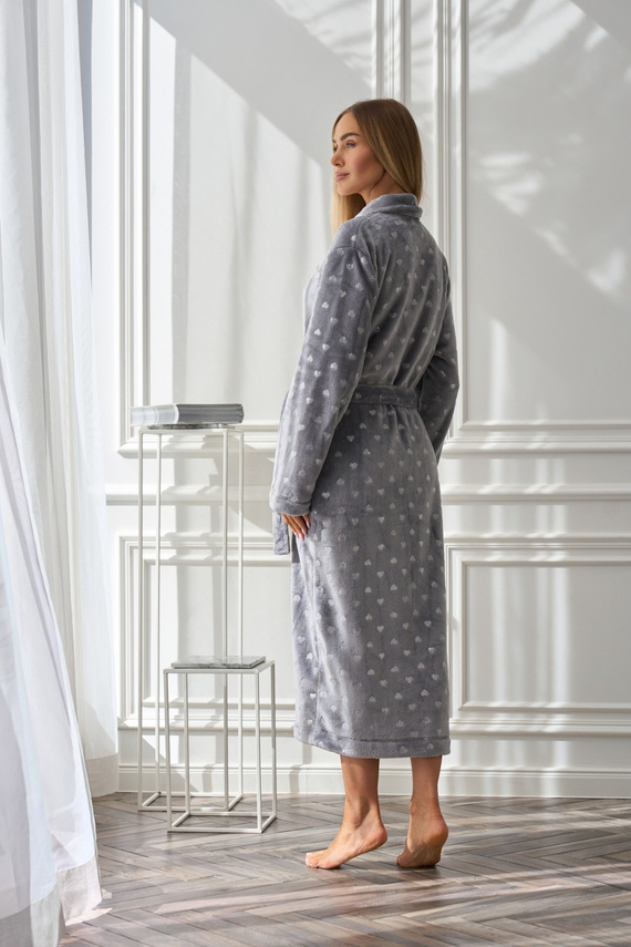 Halat de baie lung pentru femei Cora, gri, L&amp;L, 2552 – Eleganță și confort într-unul singur