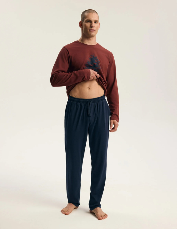 Henderson Core Fall 45494 Pijamale bărbați lungi 100% bumbac Maroon
