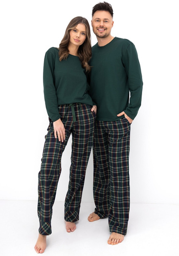 Sensis Logan pijama bărbați 100% bumbac verde pantaloni în carouri