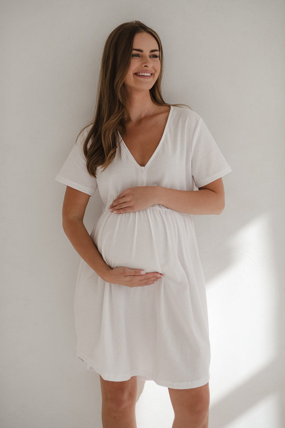 Aurora Cămașă de noapte de maternitate și alăptare Milk&Love albă