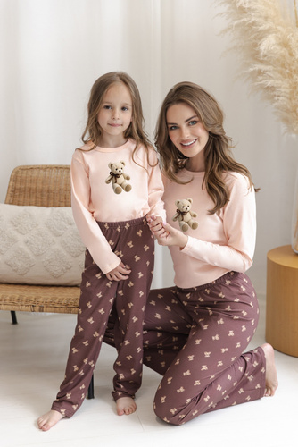 Pijamale pentru fete Taro 3647 Nola roz, 100% bumbac, mânecă lungă