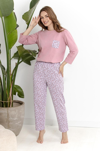 Pijamale damă Taro Agnessa 3629 roz prăfuit 100% bumbac mânecă 3/4