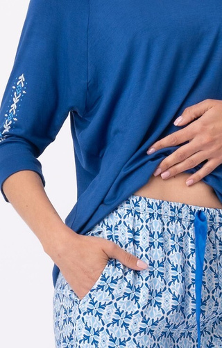 LNS 721 Key pijama dama din vascoza - albastra