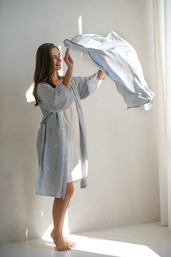 Flori pe înfășat de bambus Blue Milk&Love