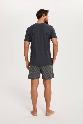 Abel Pijama cu mânecă scurtă pentru bărbați, pantaloni scurți Italian Fashion - grafit/print