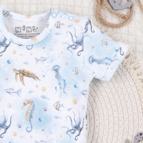 ABN-5447 Body Nini din bumbac organic Sea Of Joy – bumbac organic, mâneci scurte