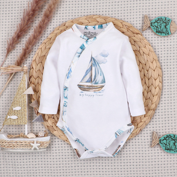NINI ABK-0051/ZAG Ship set pentru bebeluși, 4 piese, din bumbac organic 100%