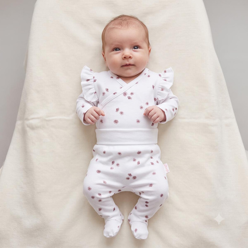 Nicol Hania 226009 Pantaloni scurți pentru bebeluși 100% bumbac, flori, crem