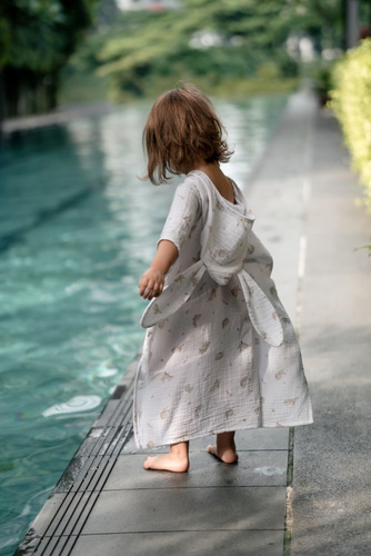 Honey Bunny Poncho de înot pentru copii cu glugă din muselină | 100% bumbac – cu uscare rapidă