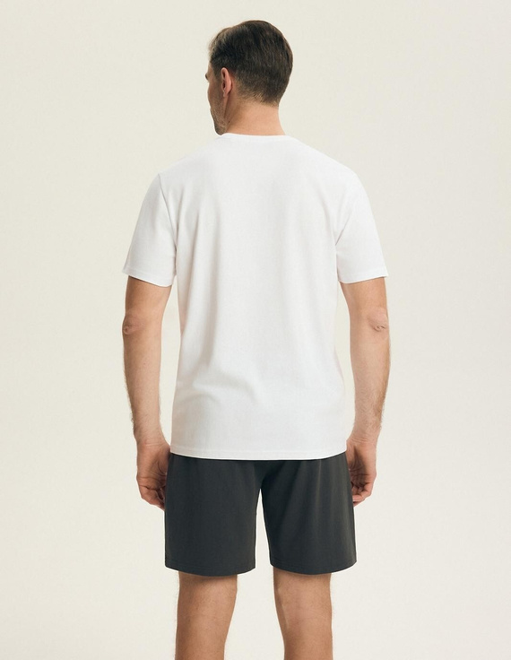 Pijama bărbați Henderson 44504 Bait bumbac alb set scurt confort