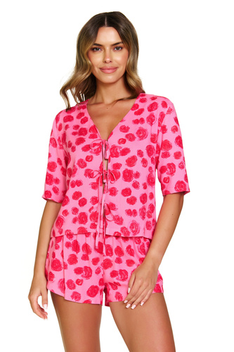 7362 Doctor Nap – Pijamale damă din viscoză, bluză legată + pantaloni scurți | 100% vascoza, productie poloneza - trandafiri