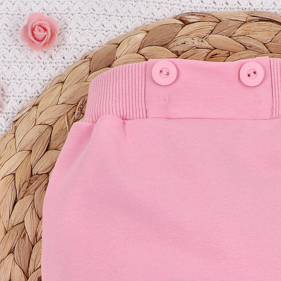 ABN-5426 Flori colorate Pantaloni de trening Nini din bumbac organic, roz