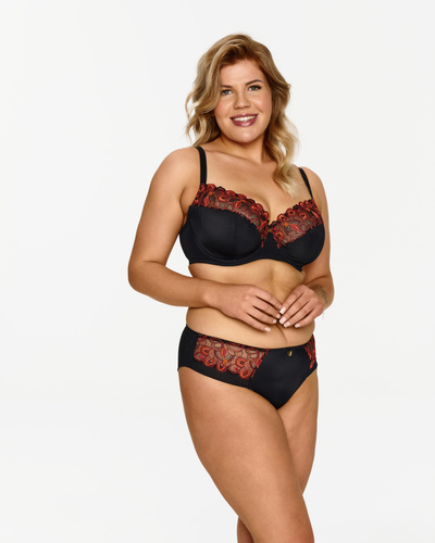 2612 Sutien moale Lupoline - negru cu underwire și broderie de toamnă