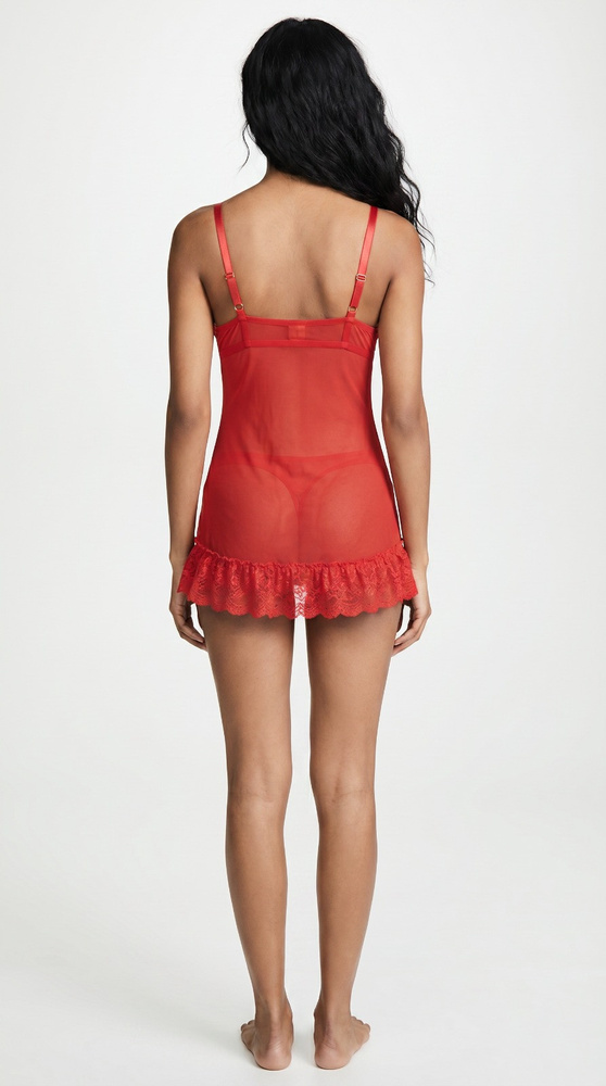 Cămașă de noapte Nuit Red LivCo tul dantelă damă elegantă