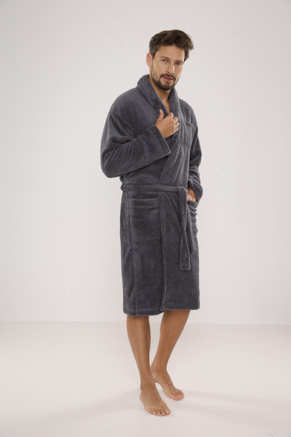 811 De Lafense halat de baie de pluș pentru bărbați - gri